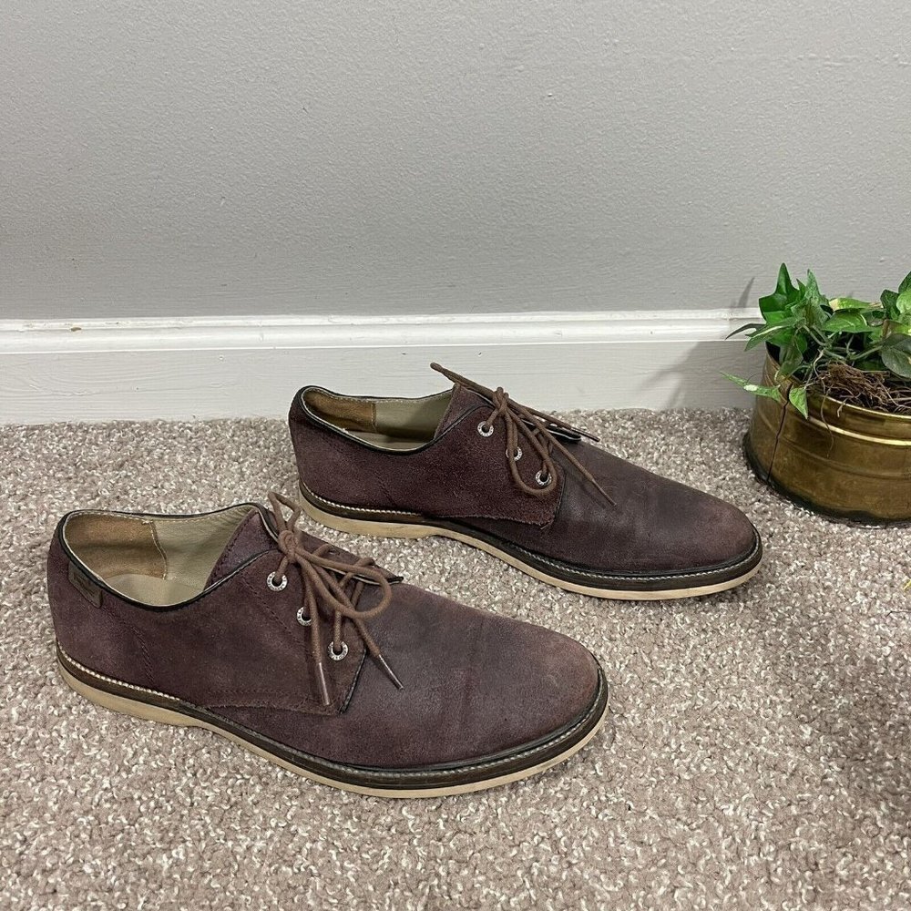 LACOSTE SHERBROOKE 9 GOLF SRM Mens SIZE 9.5 OXFORD SUEDE SHOES BROWN